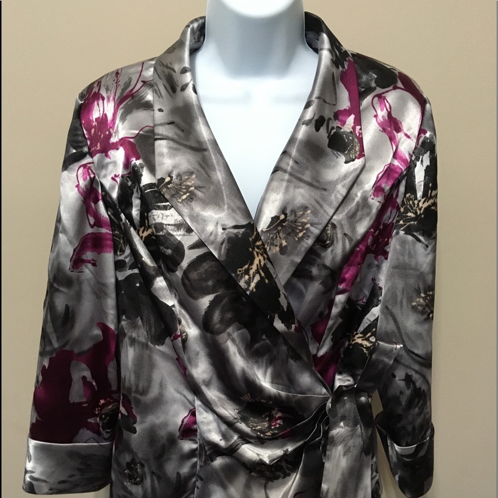 Metallic Floral Full Wrap Blouse